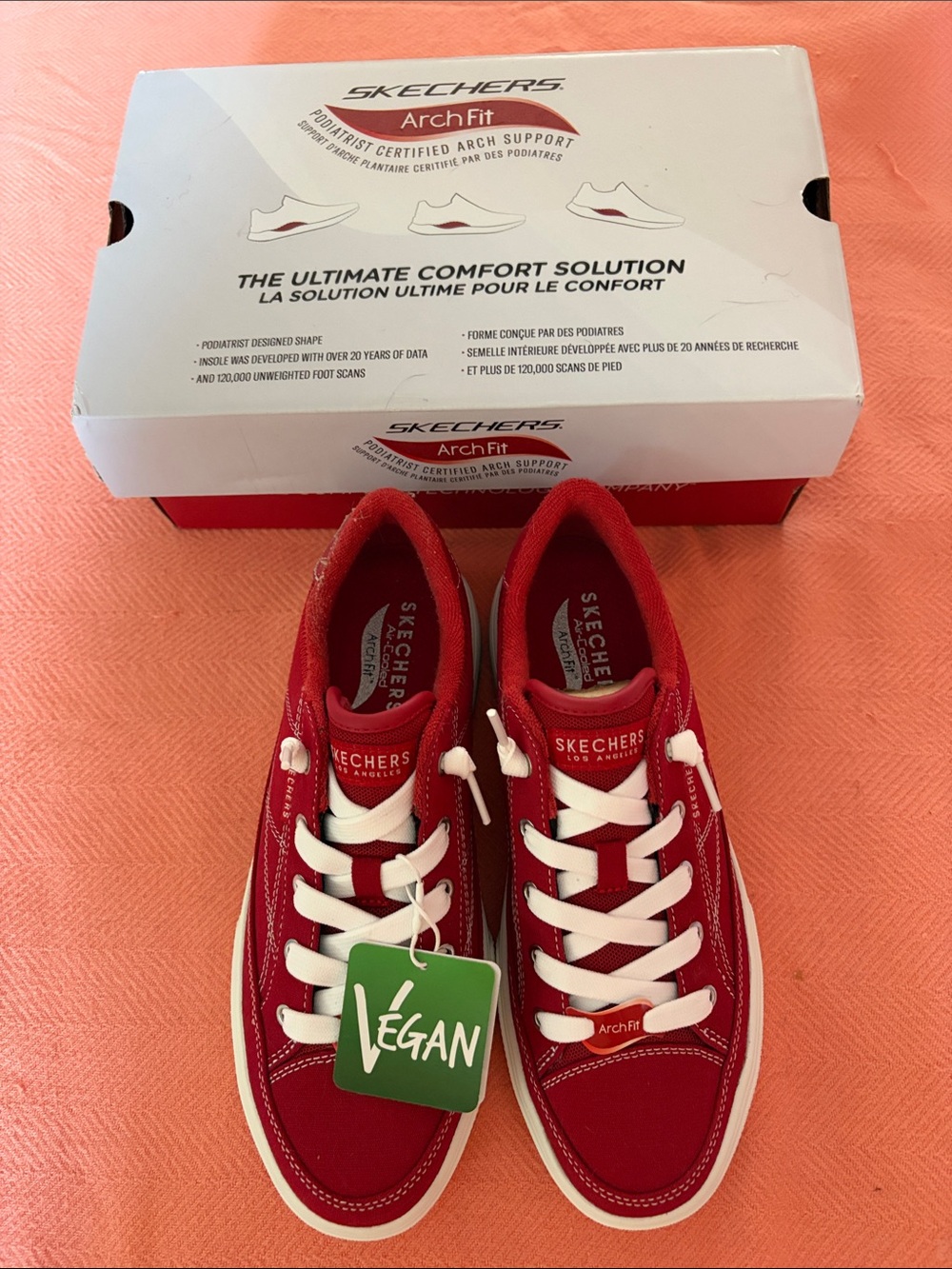 Skechers Red Canvas Low-Top Sneakers - Picture 3 of 3